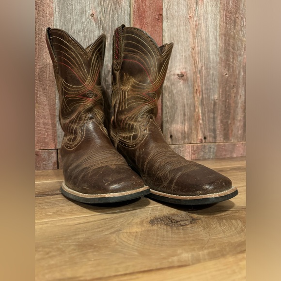Ariat Sport Wide Square Toe Rodeo Cowboy Boots Mens 9.5 D EUC - Picture 3 of 8